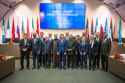 Heads of Delegation to the 171st Meeting of the OPEC Conference with Algeria’s Governor for OPEC and then-Chairman of the Board of Governors, Eng. Mohamed Hamel, and OPEC Secretary General, HE Mohammad Sanusi Barkindo