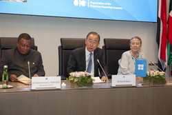HE Ban Ki-moon, former UN Secretary General, addresses Management and Staff Members at the OPEC Secretariat