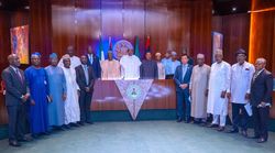 OPEC Secretary General with HE Muhammadu Buhari, President of Nigeria, HE Timipre Sylva, Nigeria’s Minister of State for Petroleum Resources, and other dignitaries and delegates