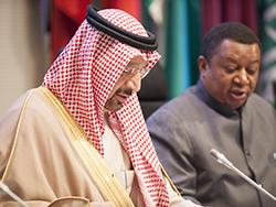 HE Khalid A. Al-Falih, Saudi Arabia's Minister of Energy, Industry and Mineral Resources, and President of the OPEC Conference (l); and HE Mohammad Sanusi Barkindo, OPEC Secretary General