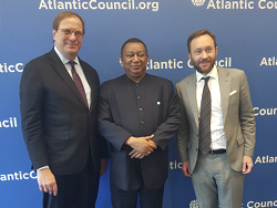 (l-r) Mr. Frederick Kempe, President and CEO, Atlantic Council; HE Mohammad Sanusi Barkindo, OPEC Secretary General; and Mr. Randolph Bell, Director, Global Energy Center, Atlantic Council