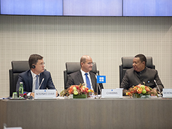 (l-r) HE Alexander Novak, Russia’s Minister of Energy; HE Issam A. Almarzooq, Kuwait’s Minister of Oil and Minister of Electricity and Water; and HE Mohammad Sanusi Barkindo, OPEC Secretary General