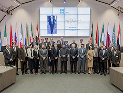 Group photo of OPEC and IEA officials taken at the OPEC Secretariat in Vienna, Austria