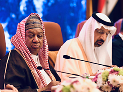 HE Mohammad Sanusi Barkindo, OPEC Secretary General (l); and HE Khalid A. Al-Falih, Saudi Arabia's Minister of Energy, Industry & Mineral Resources; and Chairman of the JMMC