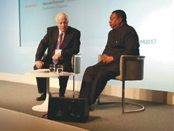 HE Mohammad Sanusi Barkindo, OPEC Secretary General (r), with Mr. Herman Franssen, Executive Director, Energy Intelligence and Conference Chairman
