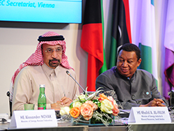 HE Khalid A. Al-Falih, Saudi Arabia's Minister of Energy, Industry and Mineral Resources, and President of the OPEC Conference (l); and HE Mohammad Sanusi Barkindo, OPEC Secretary General
