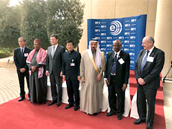 HE Mohammad Sanusi Barkindo, OPEC Secretary General (second l); pictured with delegates at the 8th IEA-IEF-OPEC Symposium on Energy Outlooks