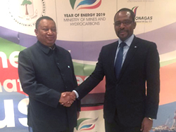 HE Gabriel Mbaga Obiang Lima, Equatorial Guinea's Minister of Industry, Mines & Energy (r); and HE Mohammad Sanusi Barkindo, OPEC Secretary General