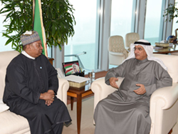 HE Barkindo, OPEC Secretary General (l); met with HE Al-Rashidi, Kuwait’s Minister of Oil & Minister of Electricity & Water; in Kuwait City 